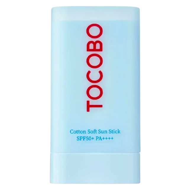 Tocobo cotton soft sun stick packaging on a light gray background