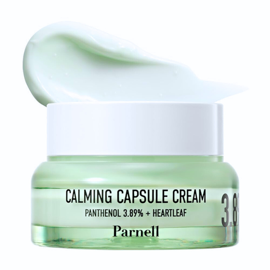 Parnell Calming Capsule Cream jar with white cap on a white background