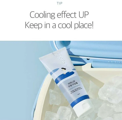 Tube of cream with ice cubes and text about cooling effect