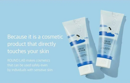 Two cosmetic tubes with a blue background and text about safe skincare products.