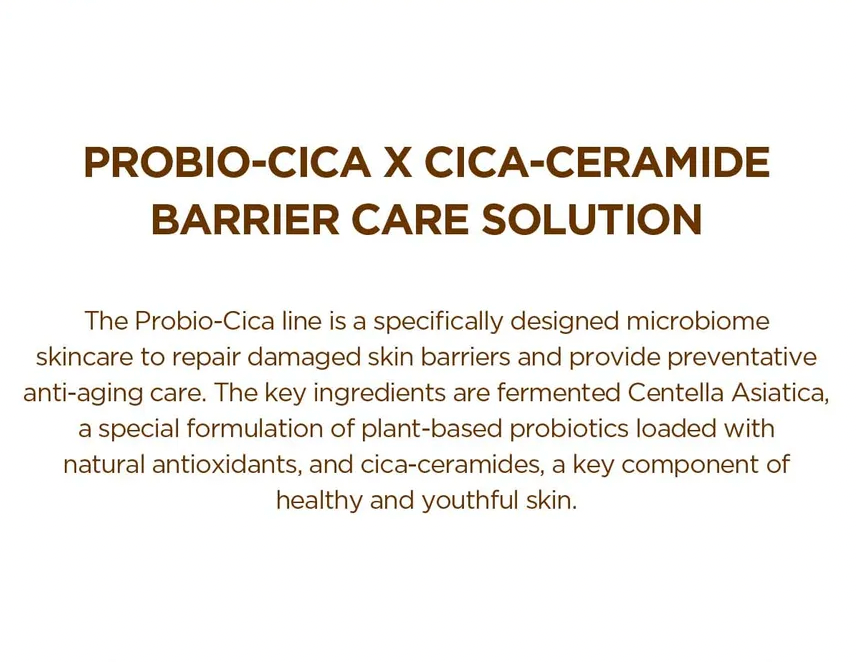 Text description of Probio-Cica X Cica-Ceramide Barrier Care Solution on a white background