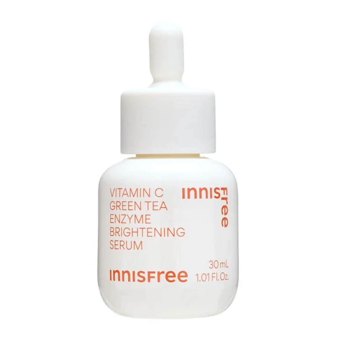 Innisfree Vitamin C Green Tea Enzyme Brightening Serum bottle on a white background