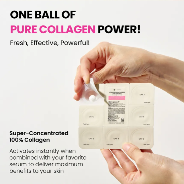 Hand holding a package of pure collagen with promotional text on a white background