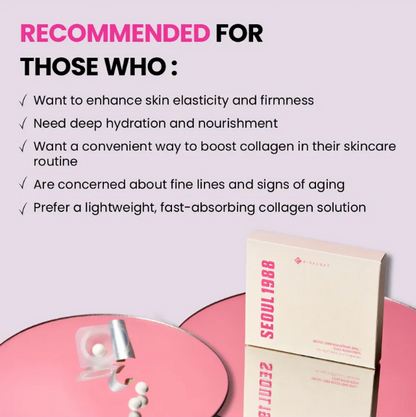 Product packaging with text highlighting benefits on a pink background