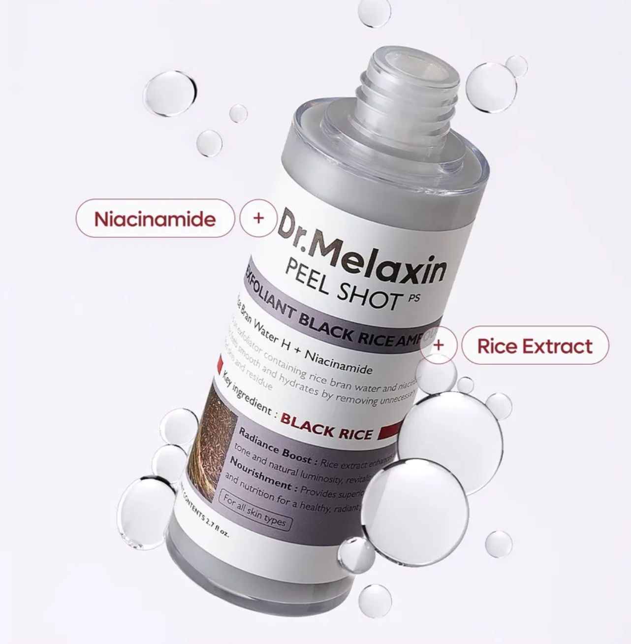 Dr. Melaxin skincare product with text on a white background