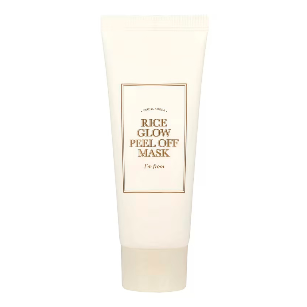 Tube of rice glow peel off mask on a white background