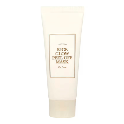 Tube of rice glow peel off mask on a white background