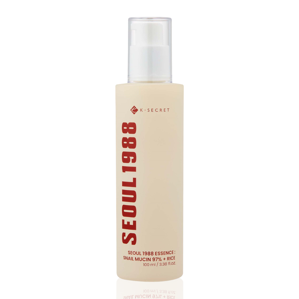 Skincare bottle labeled 'Seoul 1988' on a white background