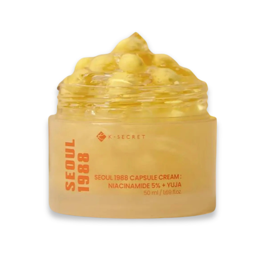 Jar of Seoul 1988 capsule cream with visible cream on a white background