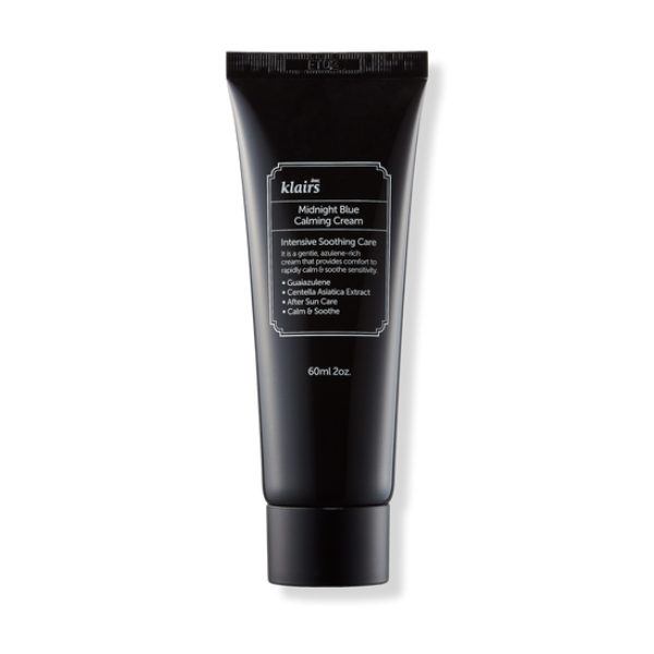Black tube of Klairs Midnight Blue Calming Cream on a white background