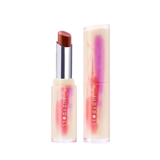 Ludydoll lipstick with case on a white background
