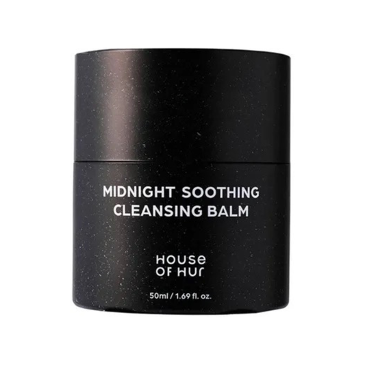 Black container of 'Midnight Soothing Cleansing Balm' by House of Hur on a white background