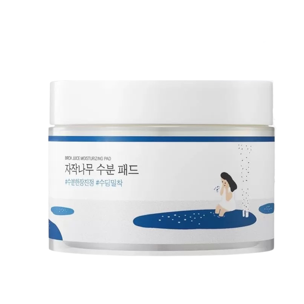Moisturizing pad packaging with blue and white design on a white background