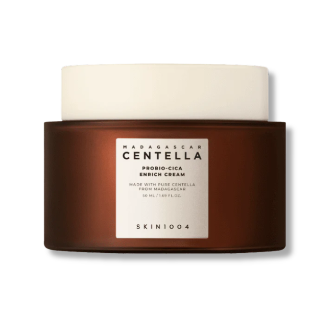 Skincare jar with a white lid on a white background
