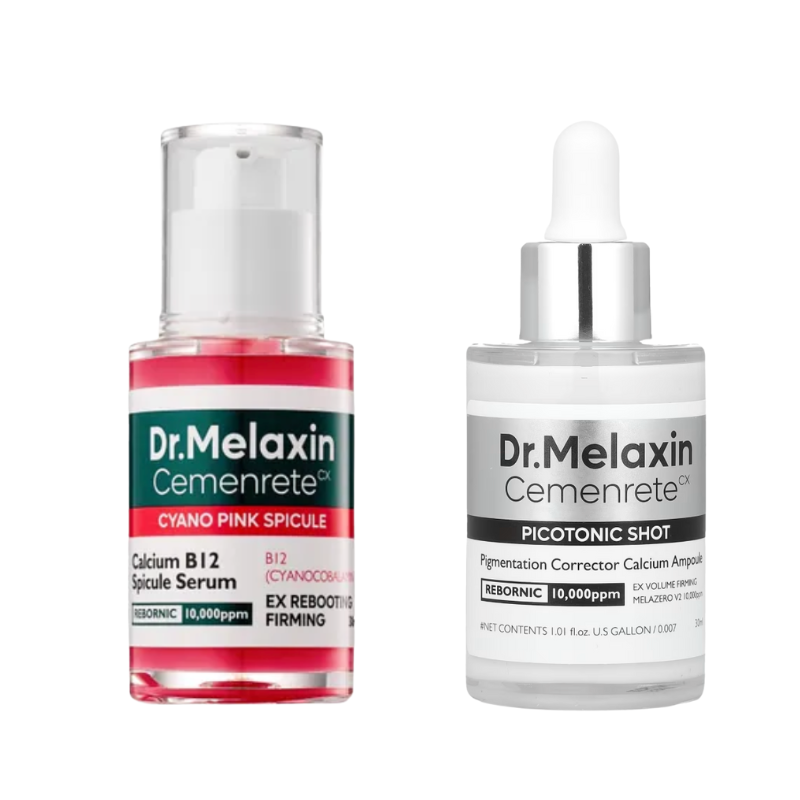 Two Dr. Melaxin Cemenrete skincare products on a white background