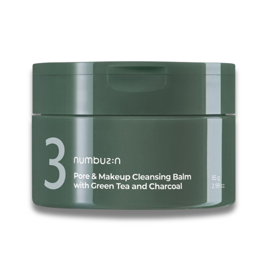 Green jar of numbu:n skincare product on a white background